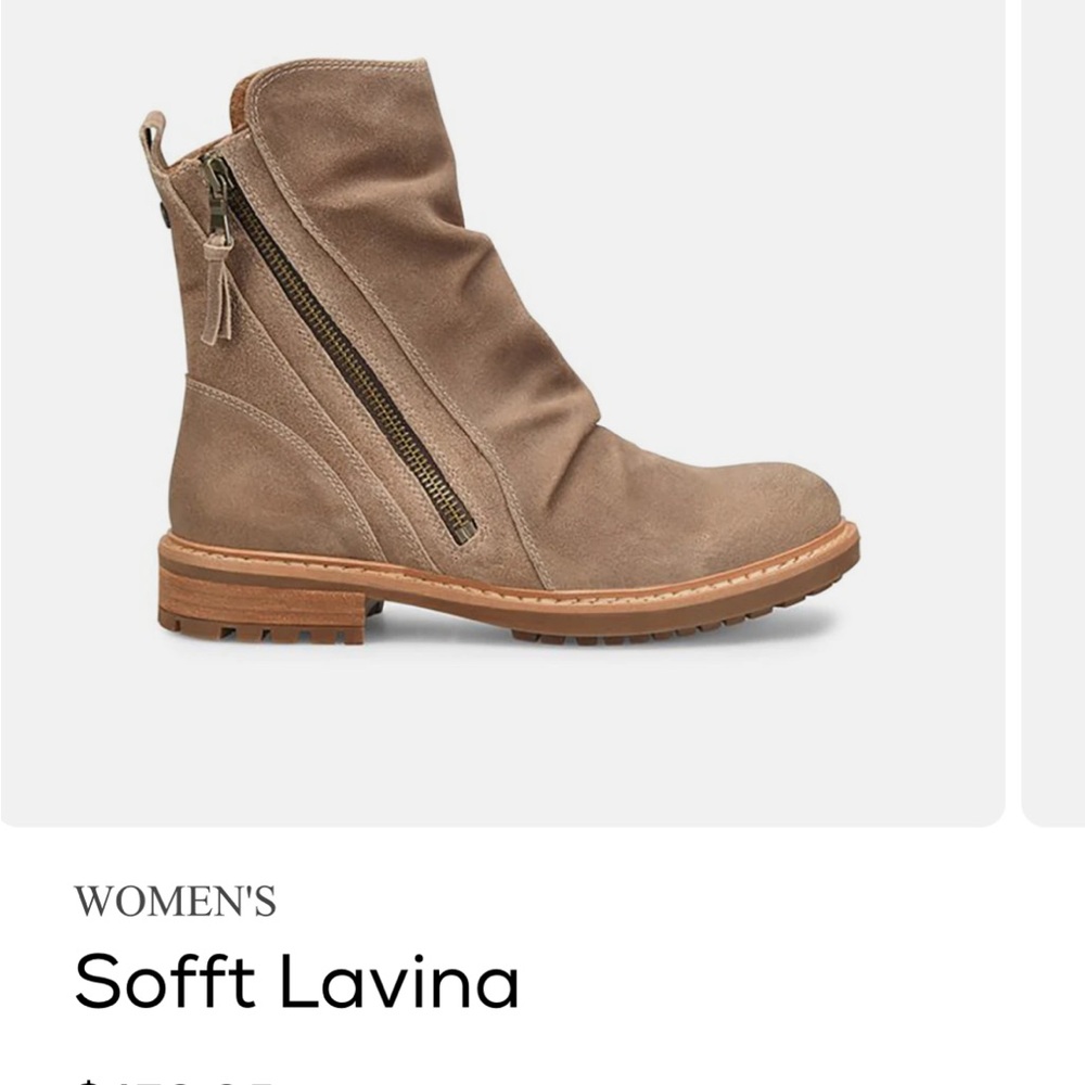 Sofft Tan Ankle Booties with Distressed Leather and Side Zipper